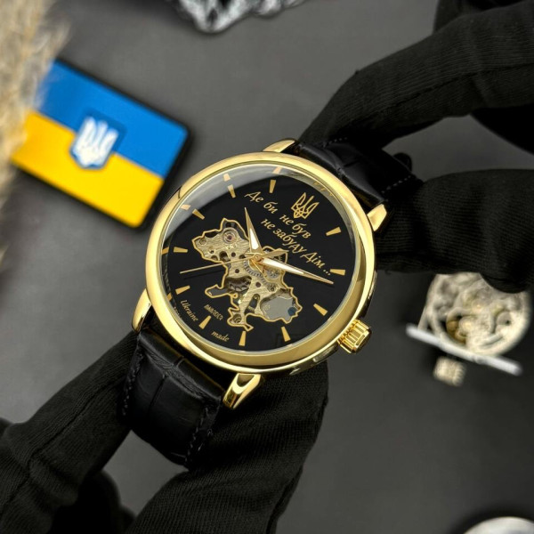 Классические мужские часы Awarder 022 Gold-Black Mechanic Где бы ни был фото 4