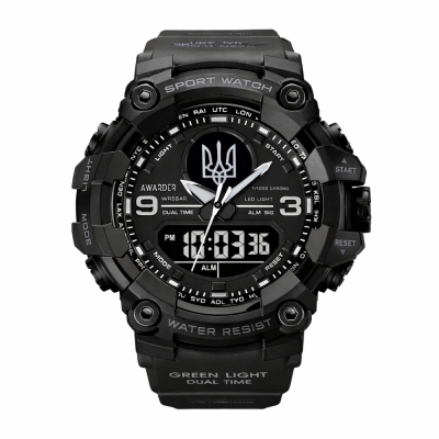 Чоловічий годинник Awarder 001 Тризуб срібло Black