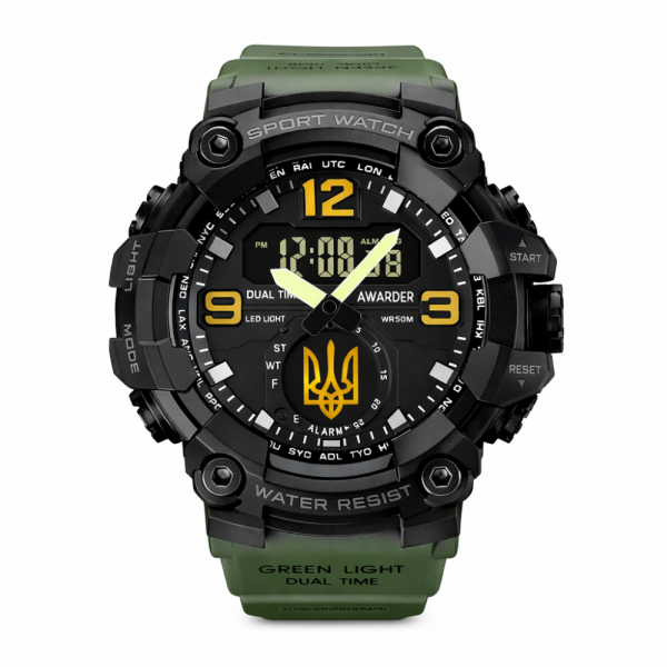 Мужские часы Awarder 003 Трезубец золото Army Green-Black фото 1
