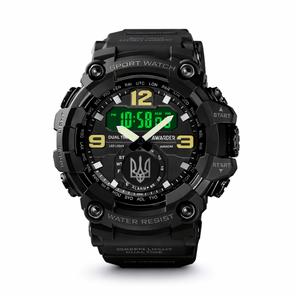 Чоловічий годинник Awarder 004 Тризуб срібло Black фото 1