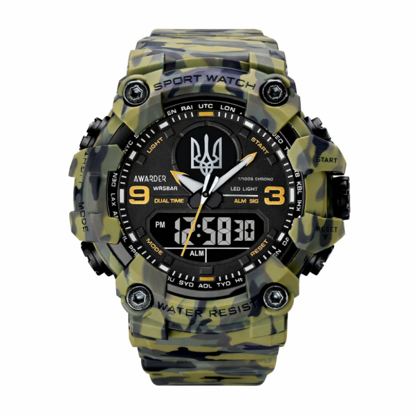 Мужские часы Awarder 001 Трезубец серебро  Camo Green фото 1