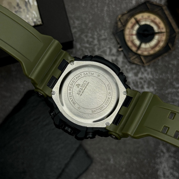 Спортивний чоловічий годинник Awarder 004AGUASI Тризуб срібло Зелений + Коробка фото 7