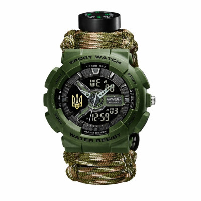 Awarder 005P Тризуб золото Army Green Паракордовий ремінець Camo Green + Коробка