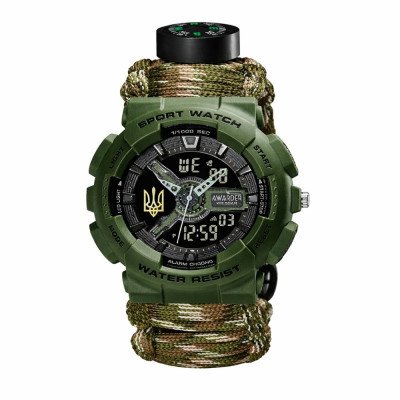 Awarder 005P Трезубец золото Army Green Паракордовый ремешок Camo Green + Коробка