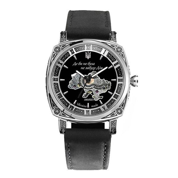 Жіночий годинник Awarder 021-3D Де би не була Silver-Black-Black Leather фото 1
