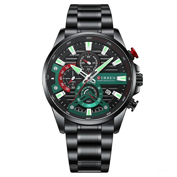 Чоловічий годинник Curren 8415 Black-Green фото 1