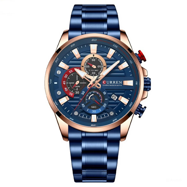 Чоловічий годинник Curren 8415 Blue-Gold фото 1