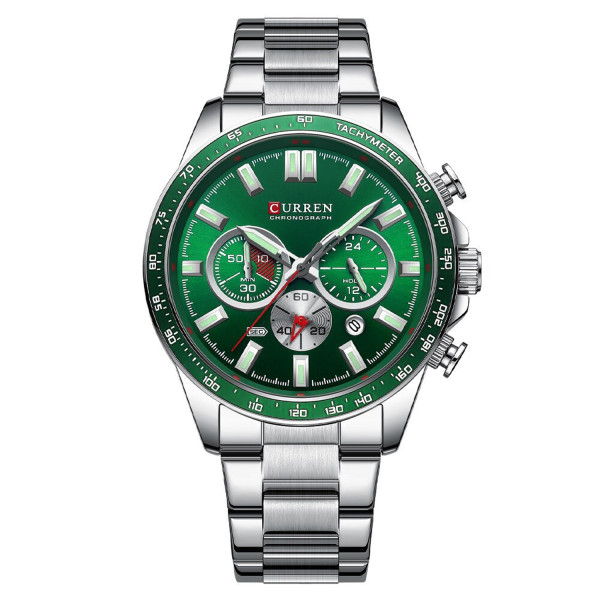 Мужские часы Curren 8418 Silver-Green фото 1