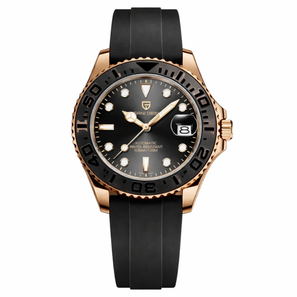 Чоловічий годинник Pagani Design PD-1651 Gold-Black Silicone фото 1