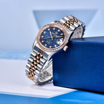 Pagani Design PD-1794L Silver-Rose Gold-Blue