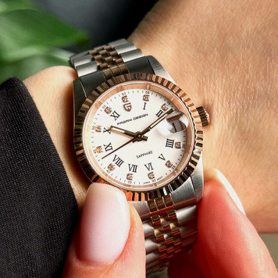 Pagani Design PD-1794L Silver-Rose Gold-White