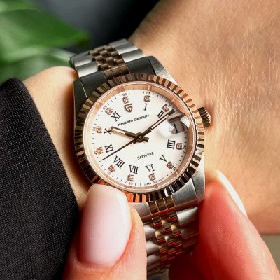 Pagani Design PD-1794L Silver-Rose Gold-White