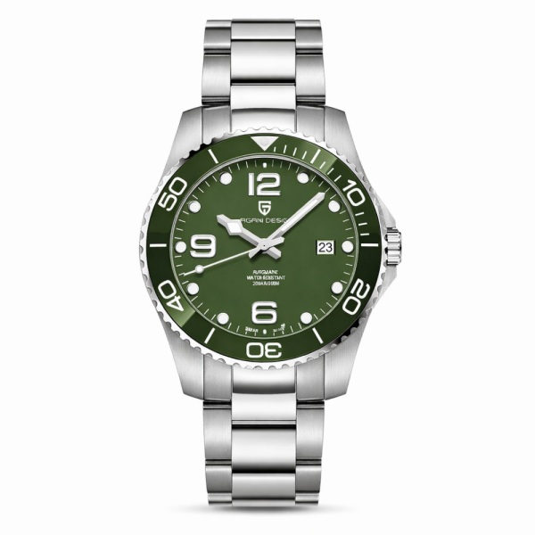 Мужские часы Pagani Design PD-1702 Silver-Green STOPPED фото 1