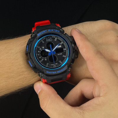 Skmei 1343 Black-Blue-Red Wristband