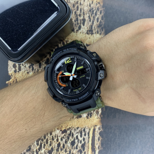 Чоловічий годинник Skmei 1343 Black-Militari Wristband фото 5