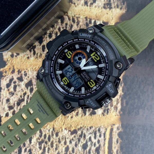 Мужские часы Skmei 1283 Black-Military Wristband. фото 4