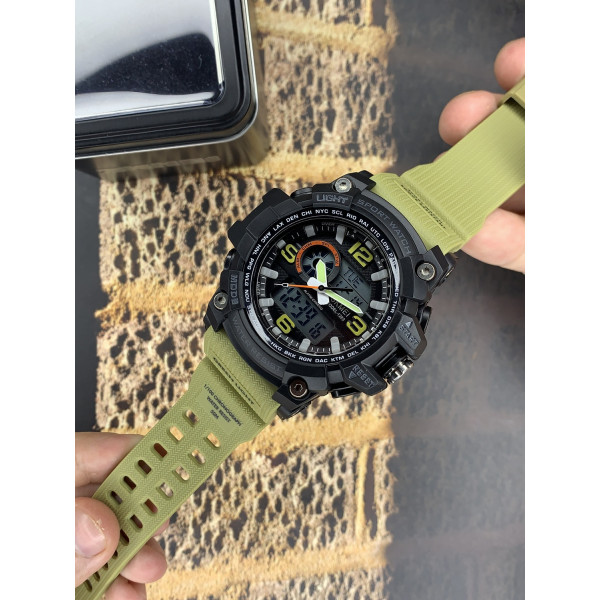 Мужские часы Skmei 1283 Black-Khaki Wristband. фото 5
