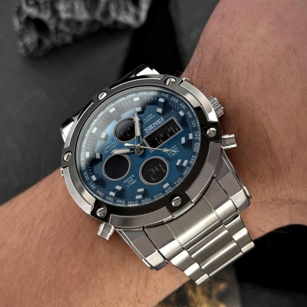 Мужские часы Skmei 1389BU Silver-Black-Blue фото 6
