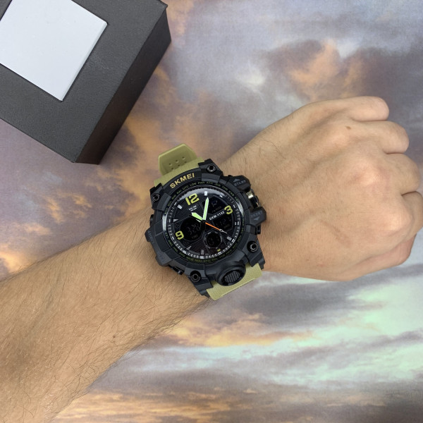 Мужские часы Skmei 1155 Black-Khaki фото 3