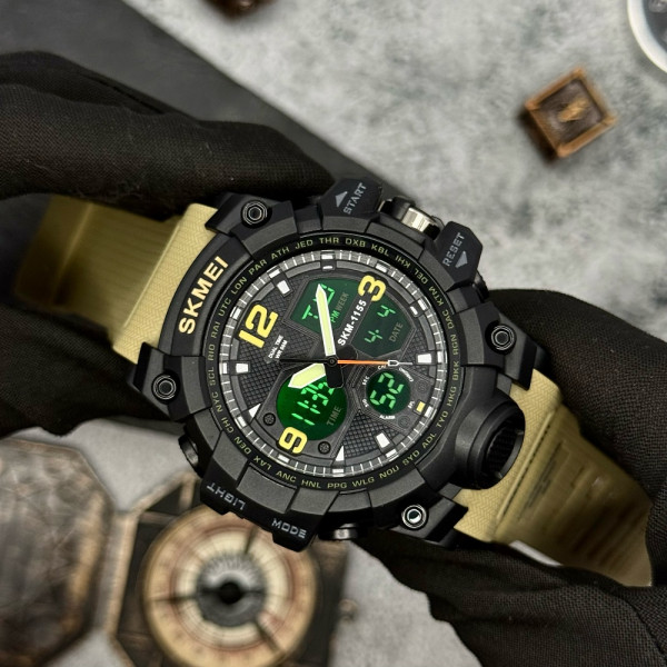 Чоловічий годинник Skmei 1155 Black-Khaki фото 6
