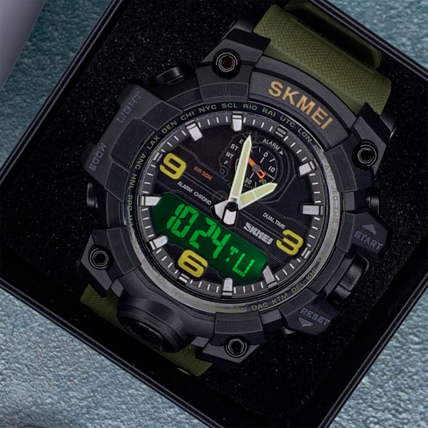 Мужские часы Skmei 1586 Black-Military Wrisband фото 3