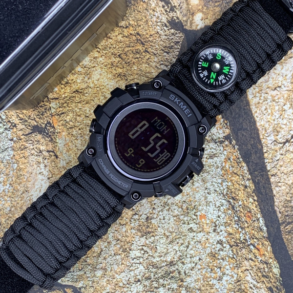 Чоловічий годинник Skmei 1356BK Black Tactic Compass фото 4