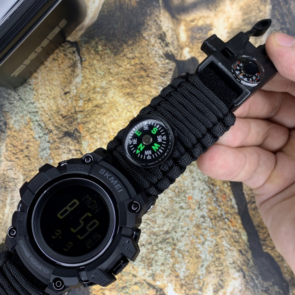 Чоловічий годинник Skmei 1356BK Black Tactic Compass фото 8