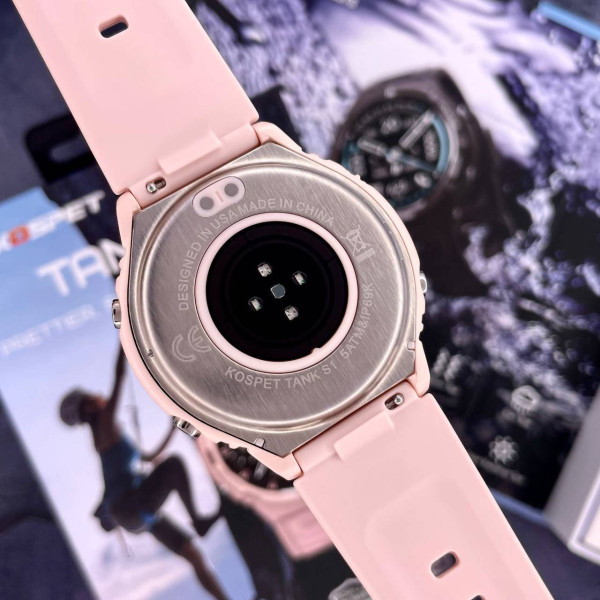 Спортивные Умные Часы с Компасом Kospet Tank S1 Pink + Спортивные Режимы, Водозащита, Звонки, Пульсометр фото 24