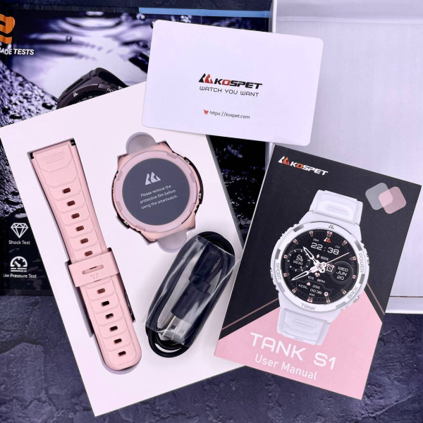 Спортивний Розумний Годинник з Компасом Kospet Tank S1 Pink + Спортивні Режими, Водозахист, Дзвінки, Пульсометр фото 20