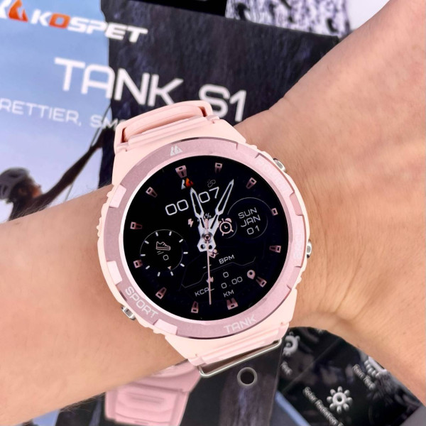 Спортивний Розумний Годинник з Компасом Kospet Tank S1 Pink + Спортивні Режими, Водозахист, Дзвінки, Пульсометр фото 25