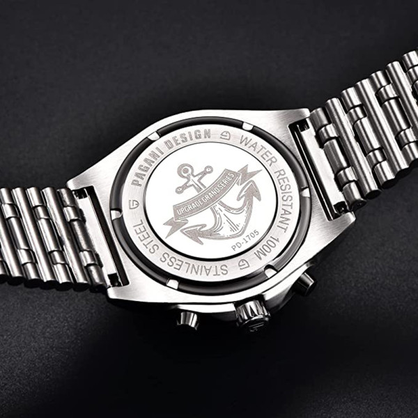 Чоловічий годинник Pagani Design PD-1705-1 Silver-Black Steel фото 5