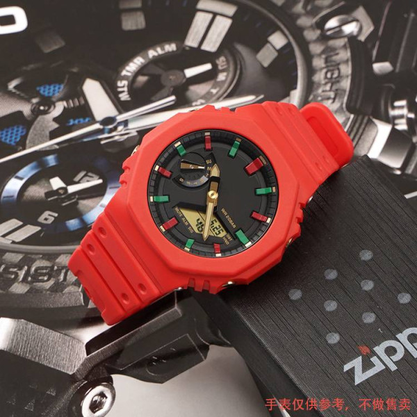 Ремінець + безель (рант) для Casio G-Shock GA-2100/GA-2110 Red Black фото 6