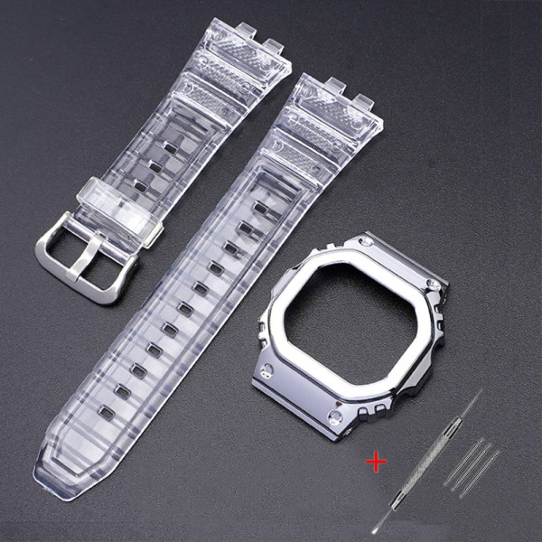 Ремешок + безель (рант) для Casio G-Shock GMW-B5000 Transp Silver SI фото 1