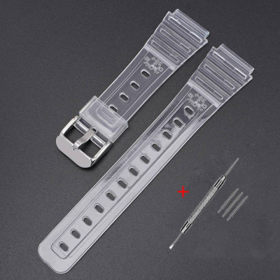 Ремешок для Casio G-Shock F-84/94/105, F-91W, AE1300 Jelly Transparent Silver