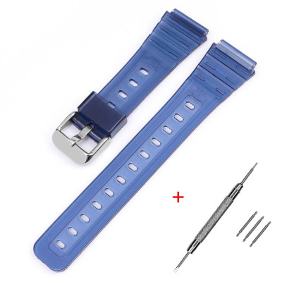 Ремінець для Casio G-Shock F-84/94/105, F-91W, AE1300 Jelly Blue Silver