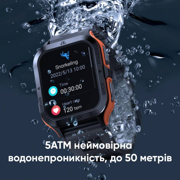 Спортивний Розумний Годинник Kospet Tank M2 Orange + Спортивні Режими, Водозахист, Дзвінки фото 15