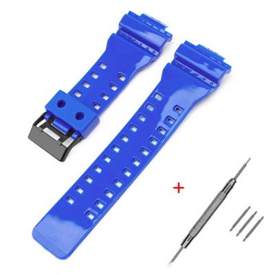 Ремешок для Casio G-Shock GA-100/110/120 Blue-Glossy BK