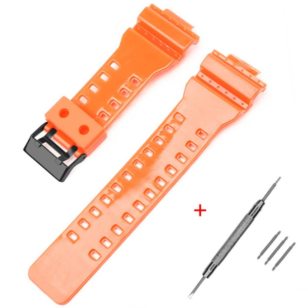 Ремешок для Casio G-Shock GA-100/110/120 Orange-Glossy BK фото 1