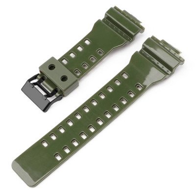 Ремешок для Casio G-Shock GA-100/110/120 Army Green-Glossy BK
