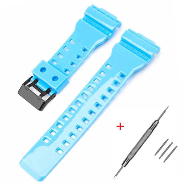 Ремінець для Casio G-Shock GA-100/110/120 Light Blue-Glossy BK фото 1