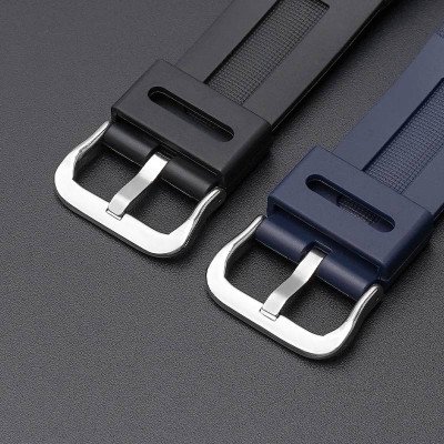 Ремешок для Casio G-Shock AW-282B/590/591/5230, AWG-M100/M101, G-7700/7710 Dark Blue Silver