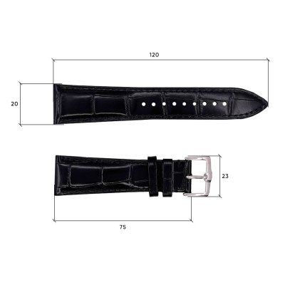 Кожаный ремешок Premium 20х18 мм. Black