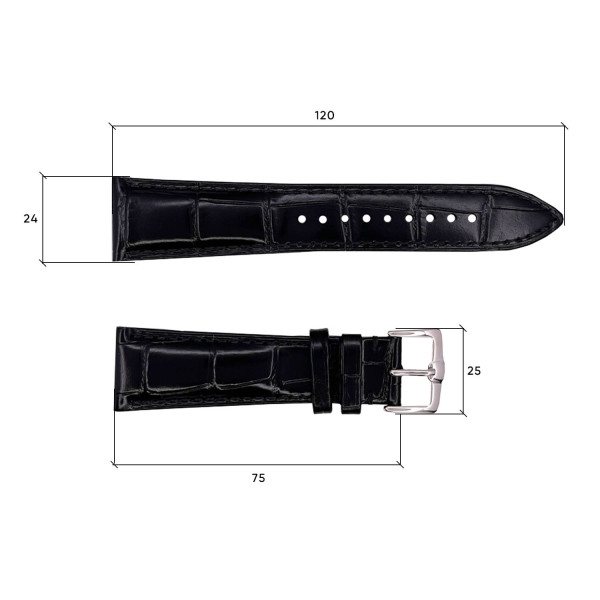 Шкіряний ремінець Premium 24х22 мм. Black фото 4