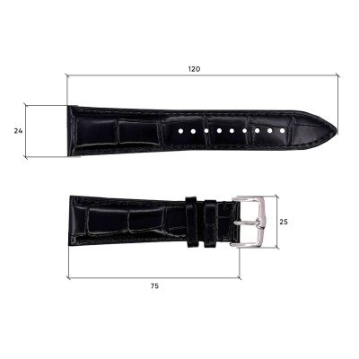 Кожаный ремешок Premium 24х22 мм. Black