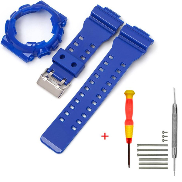 Ремешок + безель (рант) для Casio G-Shock GA-100 Dark Blue-Glossy SI фото 1