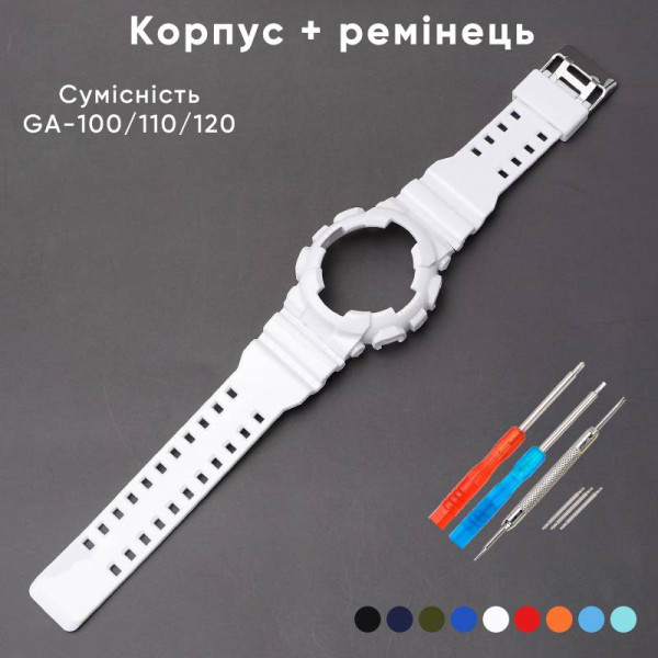 Ремешок + безель (рант) для Casio G-Shock GA-100 Dark Blue-Glossy SI фото 3