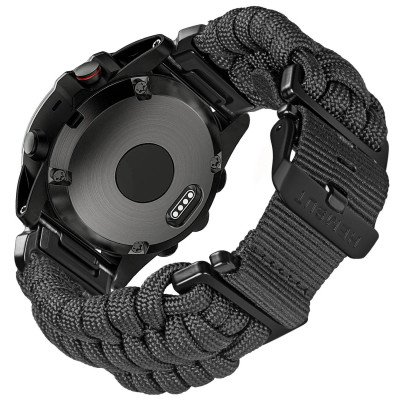 Ремешок для часов Hemsut HGA145 Rugged Paracord Garmin Black 22 mm