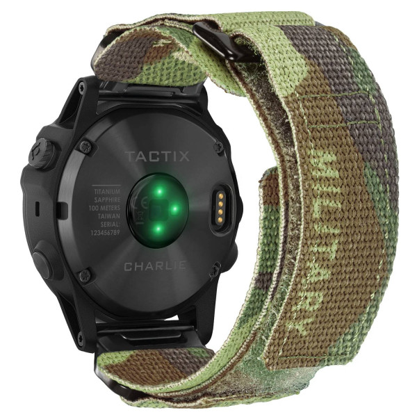 Ремінець для годинника Hemsut HGA131 Military nylon strap with Velcro Garmin Camo Green 26 mm фото 1