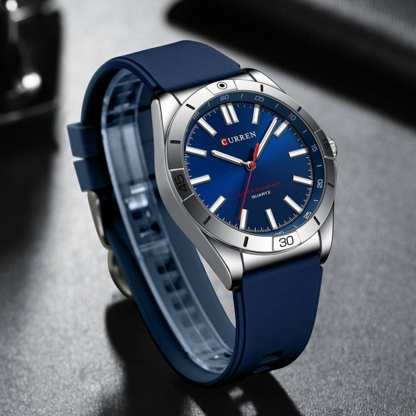 Чоловічий годинник Curren 8449 Silver-Blue фото 4