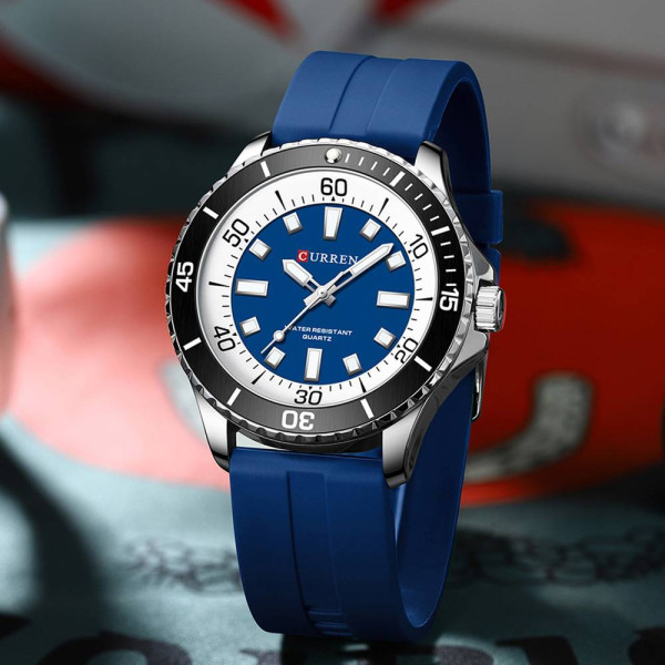 Чоловічий годинник Curren 8448 Silver-Blue фото 5